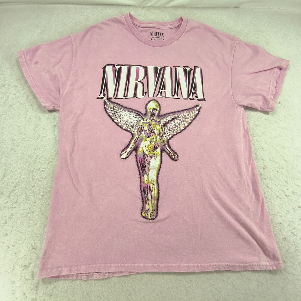 Nirvana In Utero Band Crew Neck Graphic Shirt Adult Mens Size Large L Pink - Picture 2 of 9